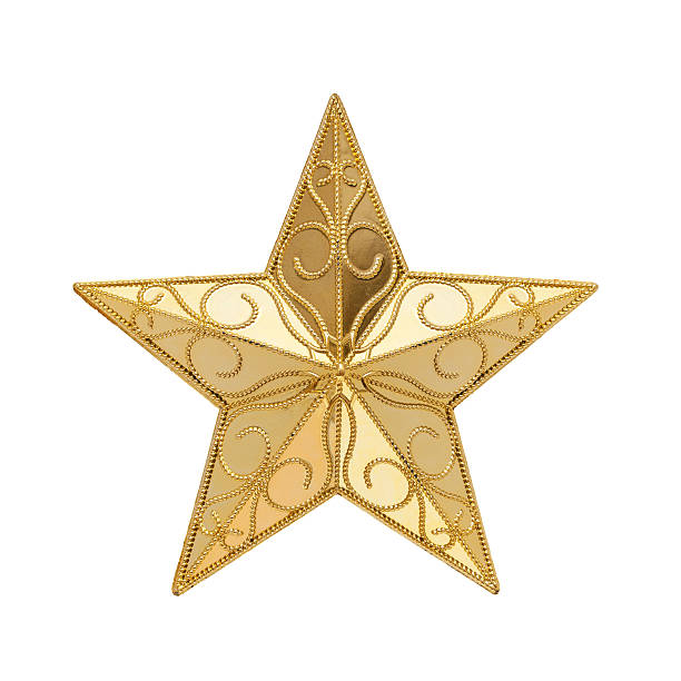 Golden Star (Clipping path!) isolated on white background Christmas Stars - Image 1